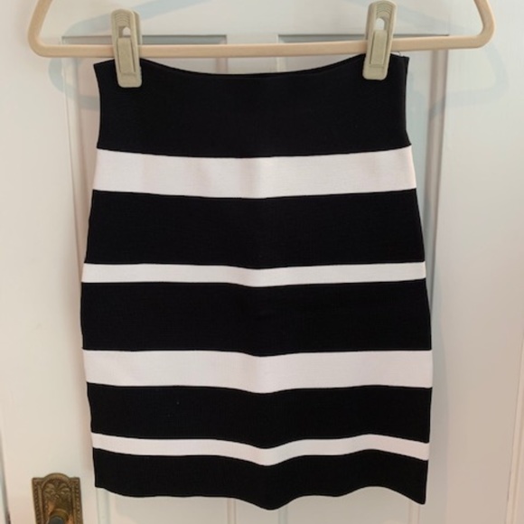 BCBGMaxAzria Black/Combo Striped Bandage Skirt - Picture 1 of 4